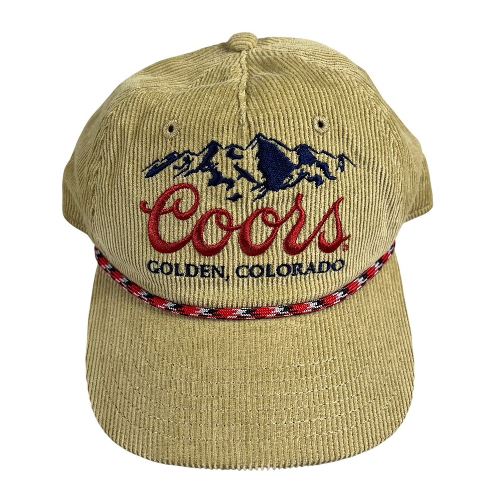 Coors Banquet Corduroy Rope Snapback Hat Golden Colorado Beer Cap Tan 2024